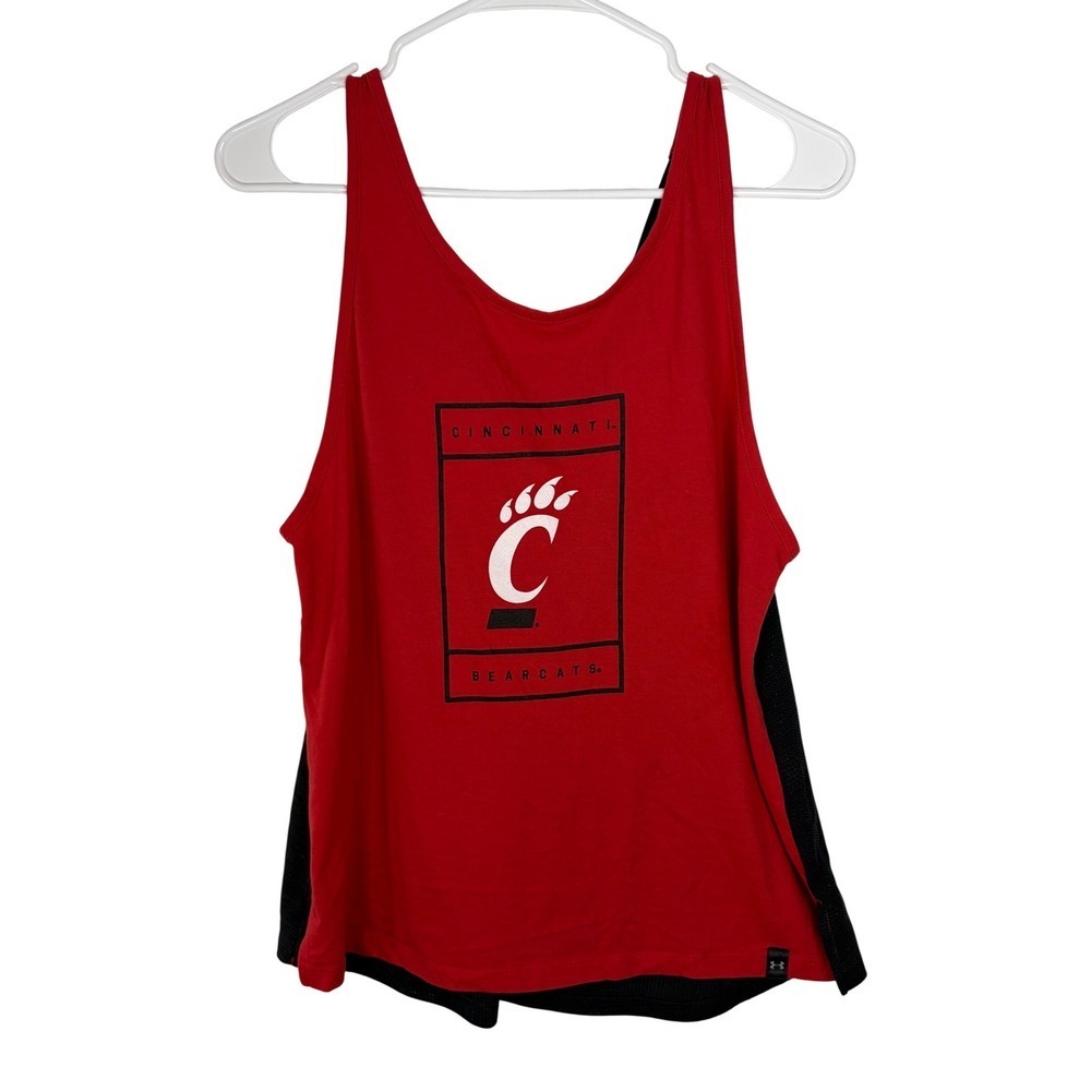 Under Armour Cincinnati Bearcats Tank Top Red Black Mesh Strappy Womens LG